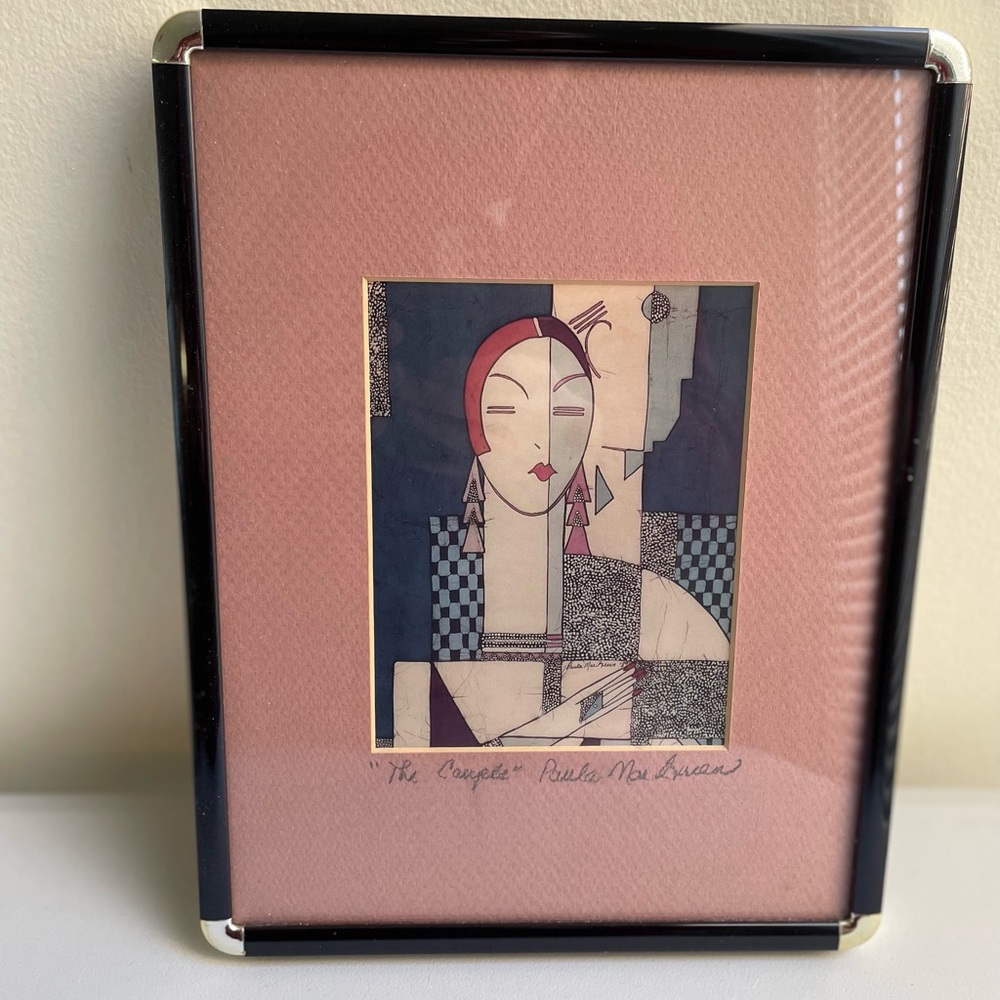 The Couple Lithograph By Paula Mae Green Glass Framed  11 x 9